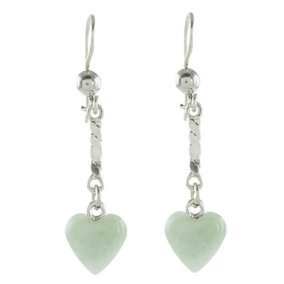 Heart-Shaped Apple Green Earrings from Guatemala