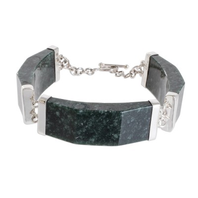 Dark Green Jade Link Bracelet from Guatemala