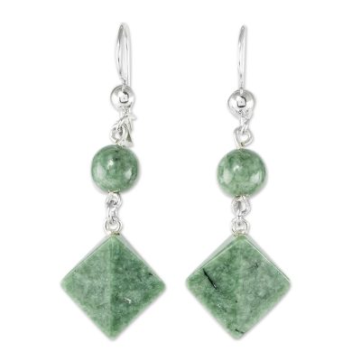 Light Green Jade Geometric Dangle Earrings
