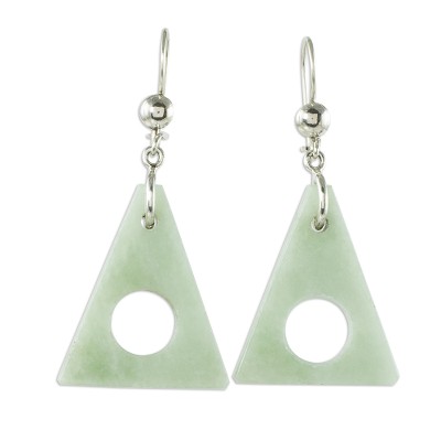 Light Green Jade Triangle Earrings