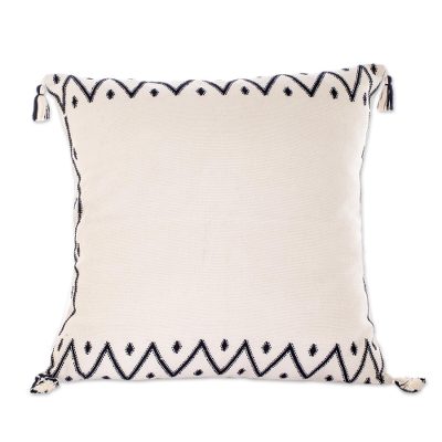 Hand Woven Cotton Throw Pillow Cover With Tassels