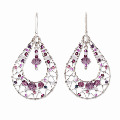 Purple crystal dangle earrings