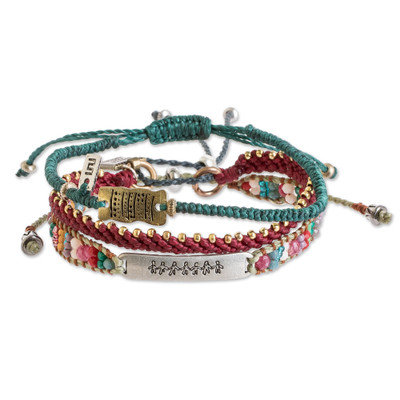 Set of 3 Multicolor Wristband Bracelets with Zamac Accents