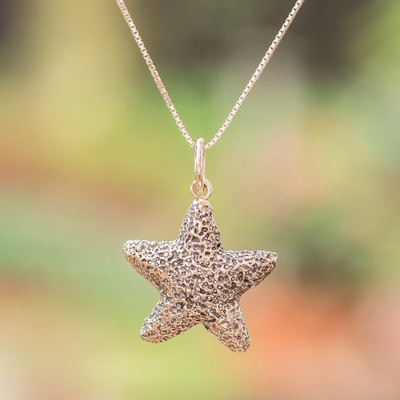 Sea Life-Inspired Sterling Silver Starfish Pendant Necklace