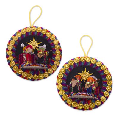 Handmade Peruvian Christmas Carol Ornaments (Pair)