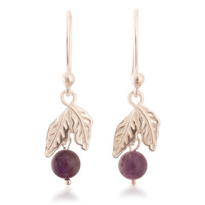Peruvian Amethyst Leaf Motif Earrings