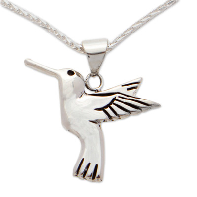 Hand Made Fine Silver Bird Necklace from Mexico