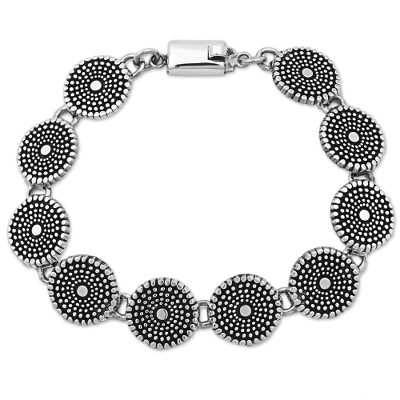 Sterling Silver Link Bracelet with Dot Motif Mexico