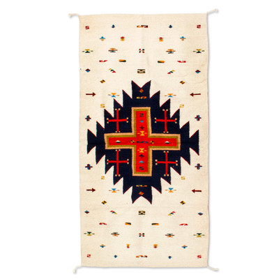 Geometric Patterned 100% Wool Area Rug in Earth Tones (3x5)