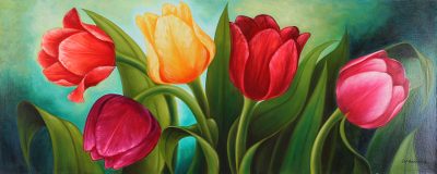 Signed Painting of Tulips from Mexico
