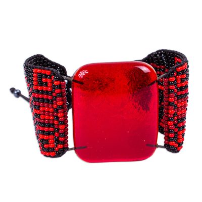 Red and Black Glass Bracelet