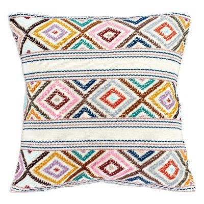 Hand Loomed Cotton Cushion Cover with Geometric Pattern
