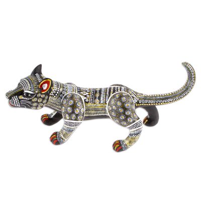 Handcrafted Ceramic Alebrije Figurine of Black Jaguar