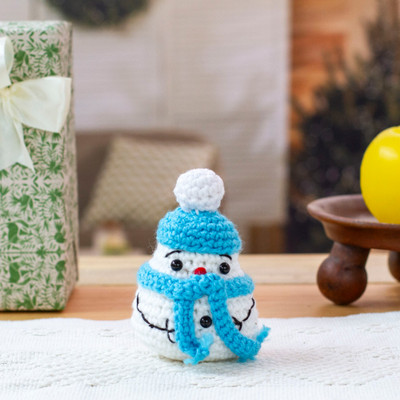 Crocheted Christmas Decorative Accent with Snowman Motif