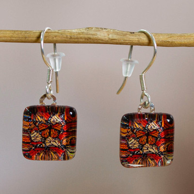 Decoupage on Glass Earrings with Monarch Butterfly Motif