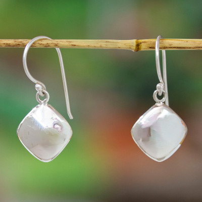 Modern Diamond-Shaped Silver Dangle Earrings from Mexico