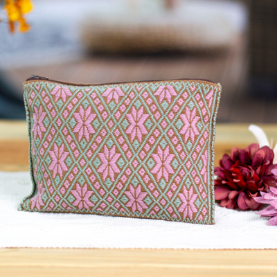 Folk Art-Inspired Cotton Candy and Jade Cotton Cosmetic Bag