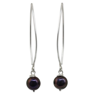 Sterling Silver and Pearl Dangle Earrings