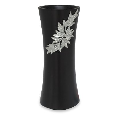 Mango wood and pewter vase