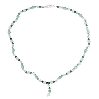 Handcrafted Beaded Jade and Quartz Necklace