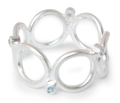 Blue Topaz and Silver Band Ring