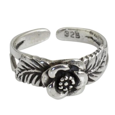 Handcrafted Floral Sterling Silver Toe Ring from Thailand
