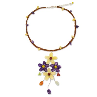 Artisan Crafted Multi-gemstone Flower Necklace