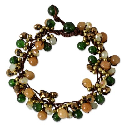 Artisan Hand Knotted Green Yellow Beaded Bracelet