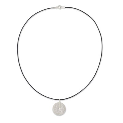 Thai Artisan Crafted Brushed Silver Pendant Necklace
