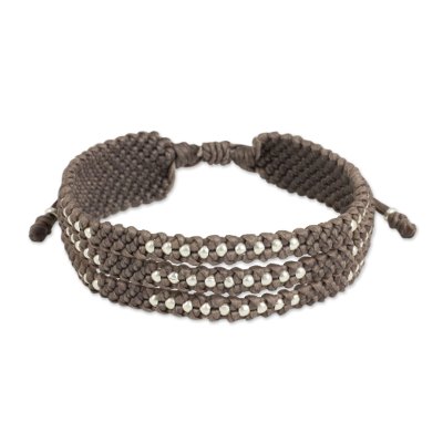 Wristband Bracelet in Macrame with Silver 950 Beads