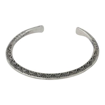 Artisan Crafted Silver Cuff Bracelet from Thailand