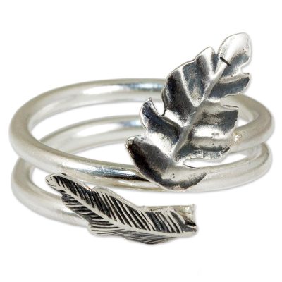 Hand Made Sterling Silver Wrap Ring Leaf from Thailand