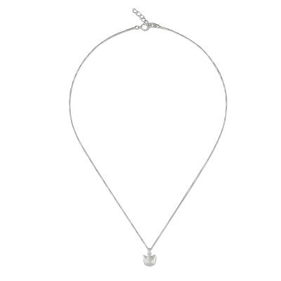 Geometric Cat Sterling Silver Pendant Necklace from Thailand