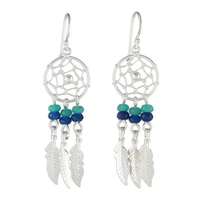 Quartz and Sterling Silver Dream Catcher Dangle Earrings