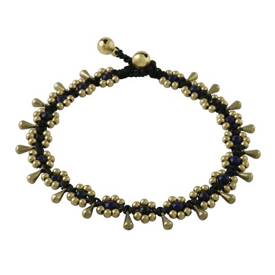 Lapis Lazuli Beaded Anklet with Bells from Thailand