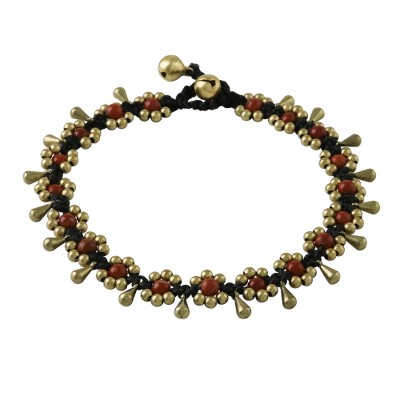 Jasper Beaded Anklet with Bells from Thailand