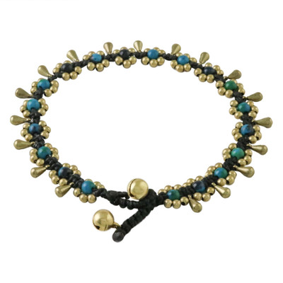 Serpentine Beaded Anklet with Bells from Thailand