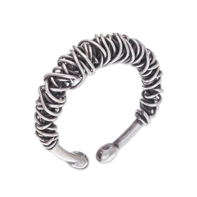 Combination Finish Sterling Silver Wrap Ring from Thailand