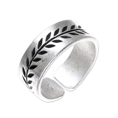 Leaf Pattern Sterling Silver Wrap Ring from Thailand