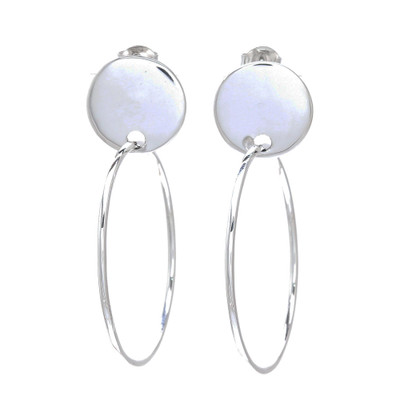 Circular Modern Sterling Silver Dangle Earrings