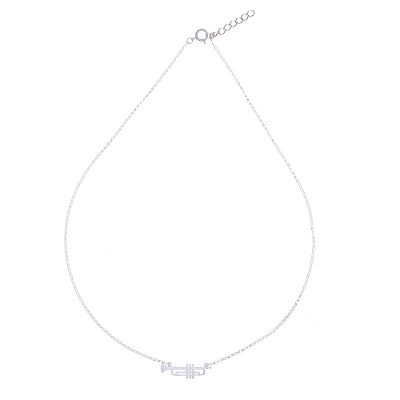 Brushed-Satin Sterling Silver Trumpet Pendant Necklace