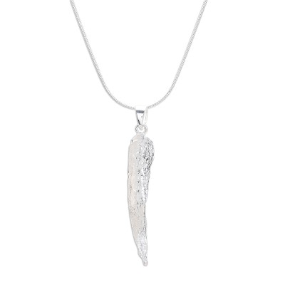 Leafy Abstract Sterling Silver Pendant Necklace