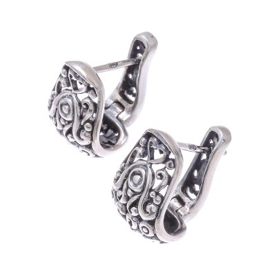 Floral Sterling Silver Hoop Earrings from Thailand