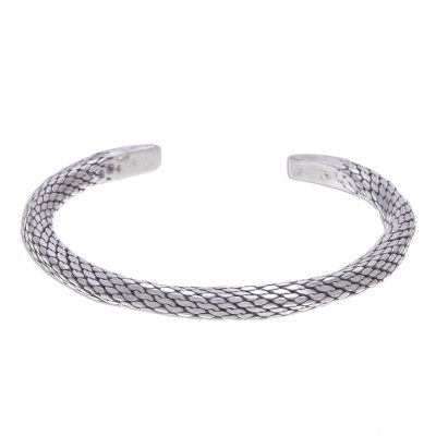 Braided Unisex Sterling Silver Cuff Bracelet from Thailand
