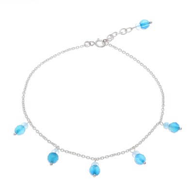 Blue Quartz Charm Anklet from Thailand