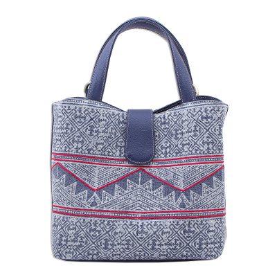 Cotton Batik and Faux Leather Shoulder Bag