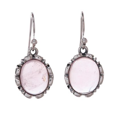 Rose Quartz Sterling Silver Dangle Earrings