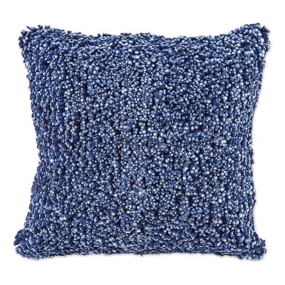 Hand Knit Navy Cotton Cushion Cover from Thailand