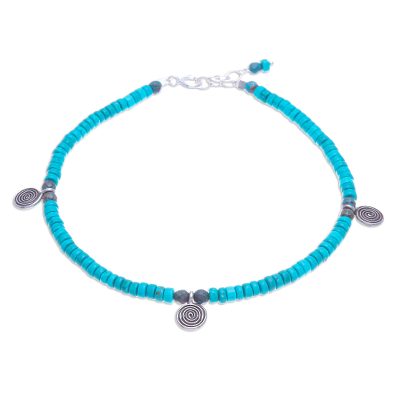 Thai Jasper and Karen Silver Charm Anklet