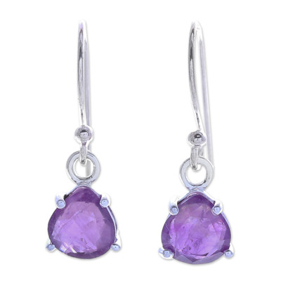 Amethyst and Sterling Silver Dangle Earrings